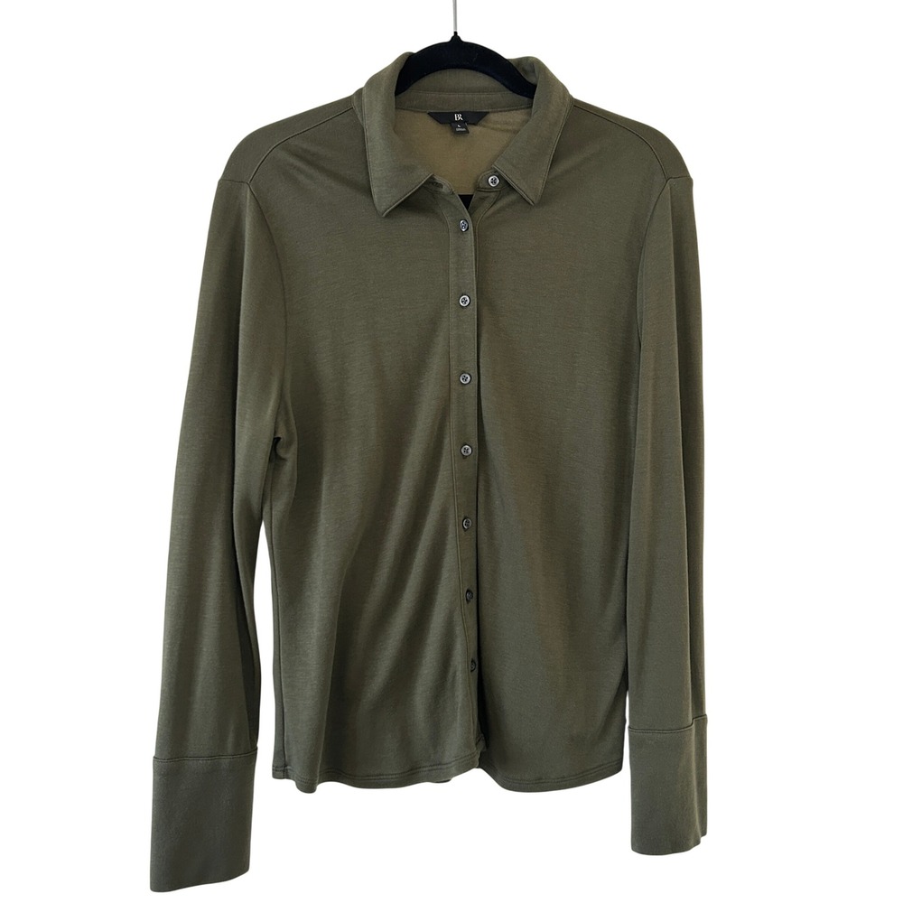 Banana Republic Womens Olive Green Button Down Long Sleeve Shirt Large